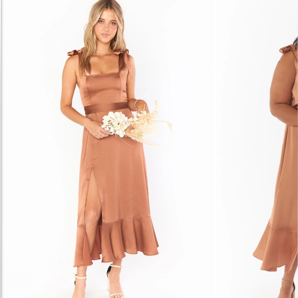 Copper Luxe Satin Midi Dress